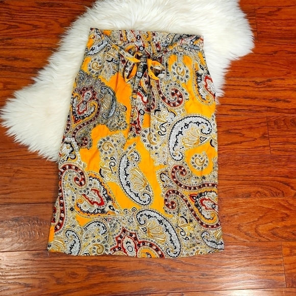 Dorothy Perkins Lightweight Button Front Paisley Boho Chic Midi Skirt - Picture 2 of 5